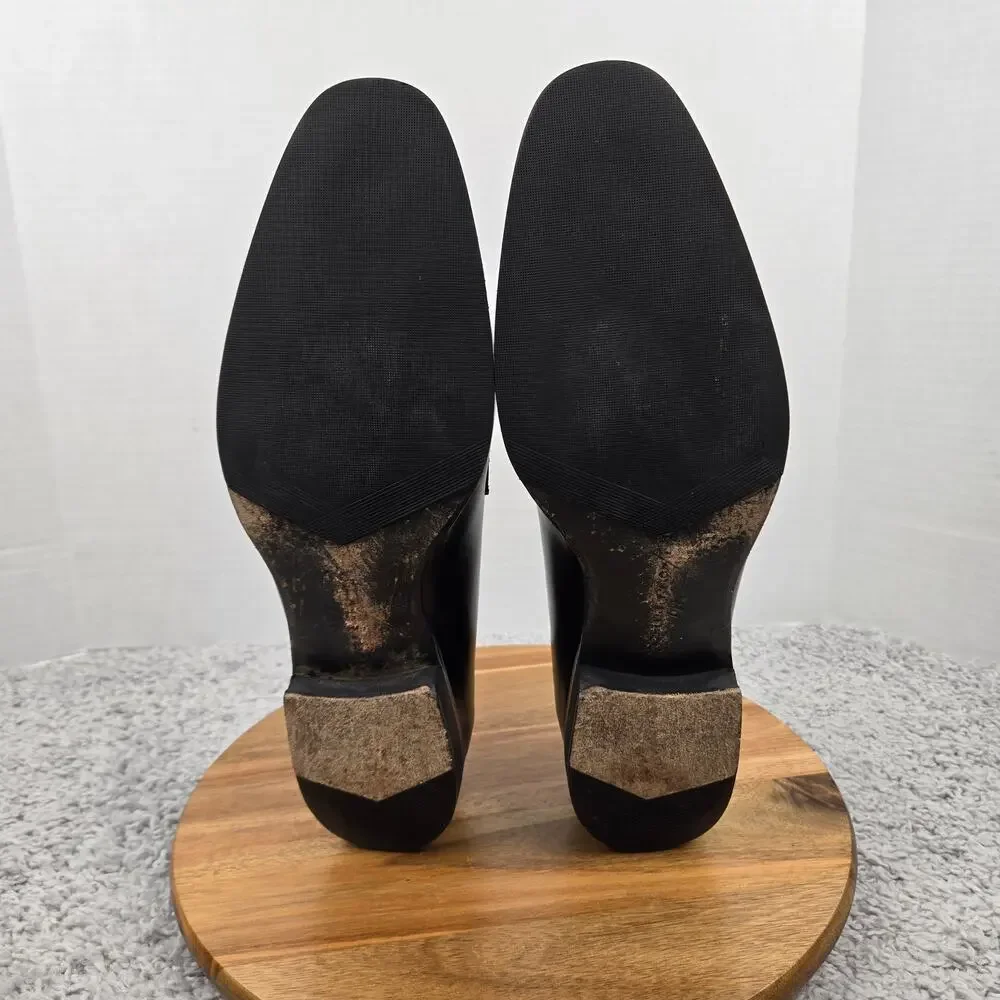 Wolf and Shepherd Men 14 Ringer Black Leather Business Casual Daily Penny Loafer